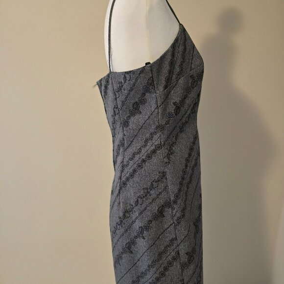 Candy Rocket Fitted Gray Patterned Mini Dress - Picture 2 of 7